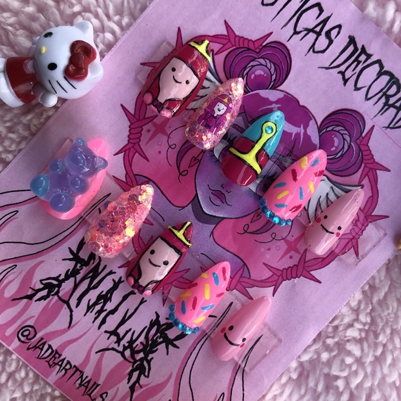 unhas postiças decoradas / press on nails / fake nails / princesa