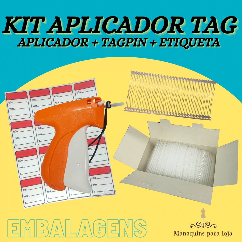Kit Pistola Aplicador Fixador Tag C/5000 Tagpin E 1000 Etiquetas Para Roupas Loja