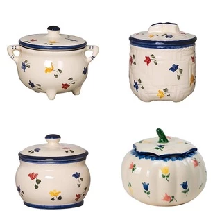 Potes De Cerâmica Esmaltada Decoração Cozinha Armazenamento Alimentos