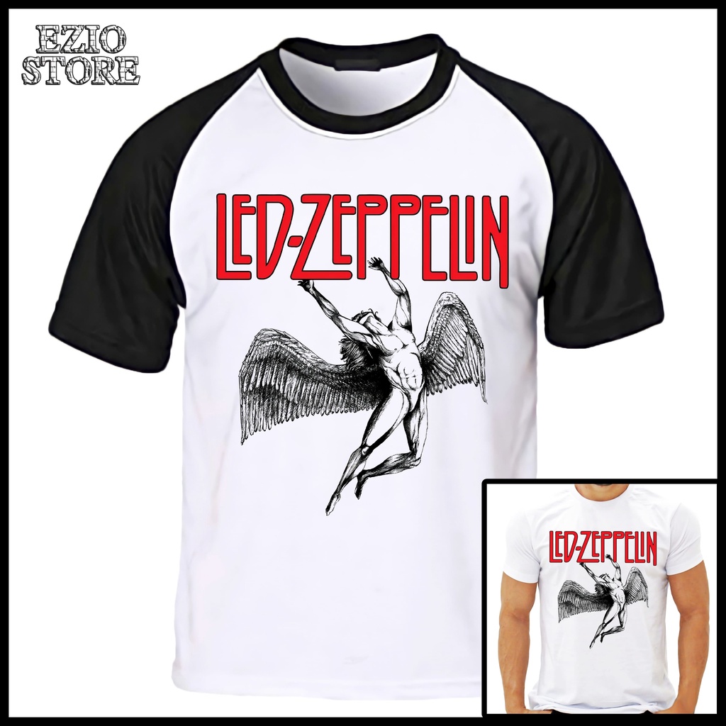 Camiseta Led Zeppelin Banda de Rock Unissex, Blusa Led Zeppelin, Camisa Led Zeppelin, Personalizada Branco e Preto