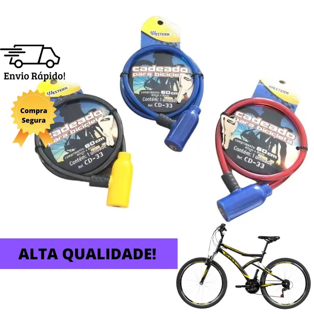 Cadeado para Bicicleta Bike Trava Anti Furto Importado - 60cm