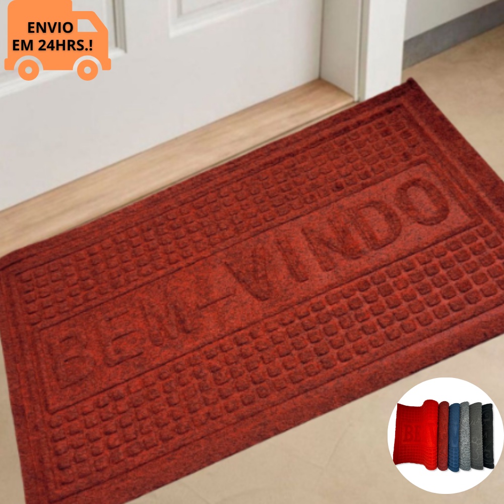 Tapete Capacho De Porta Antiderrapante 40x60cm bem vindo | Shopee Brasil
