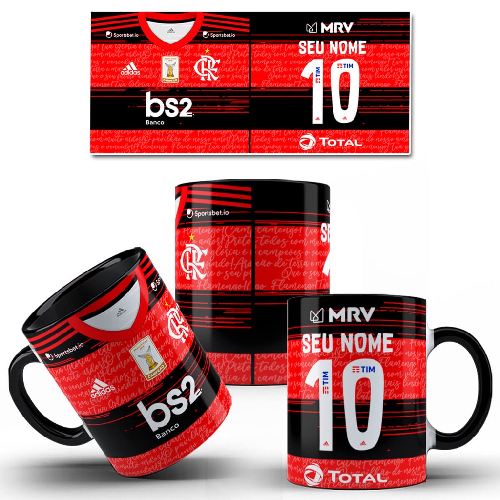 Caneca Flamengo Com nome e Numeração com Porta Canecas