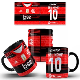 Caneca Flamengo Com nome e Numeração com Porta Canecas
