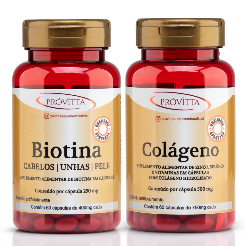 Biotina Firmeza Crescimento Cabelos + Colágeno Pele | Shopee Brasil