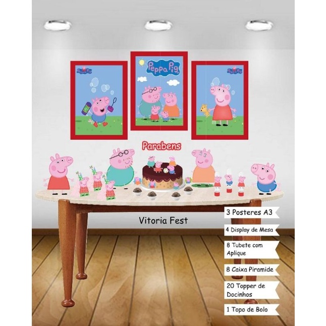 Painel Cor Mais Viva Decoração Peppa Pig Festa 100x78cm - Regina