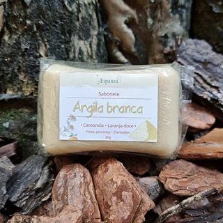 Sabonete de Argila Branca - com Camomila e Laranja doce