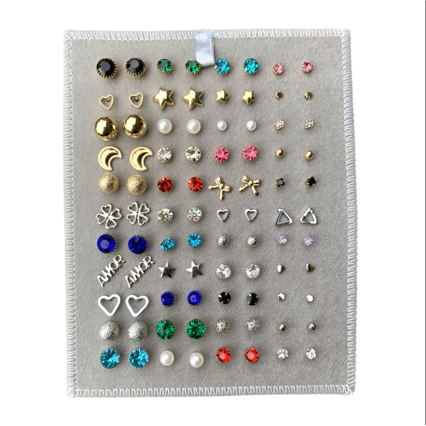 Maleta + Kit Semijoias 50 pçs Ouro18k e Prata Folheados Feminino