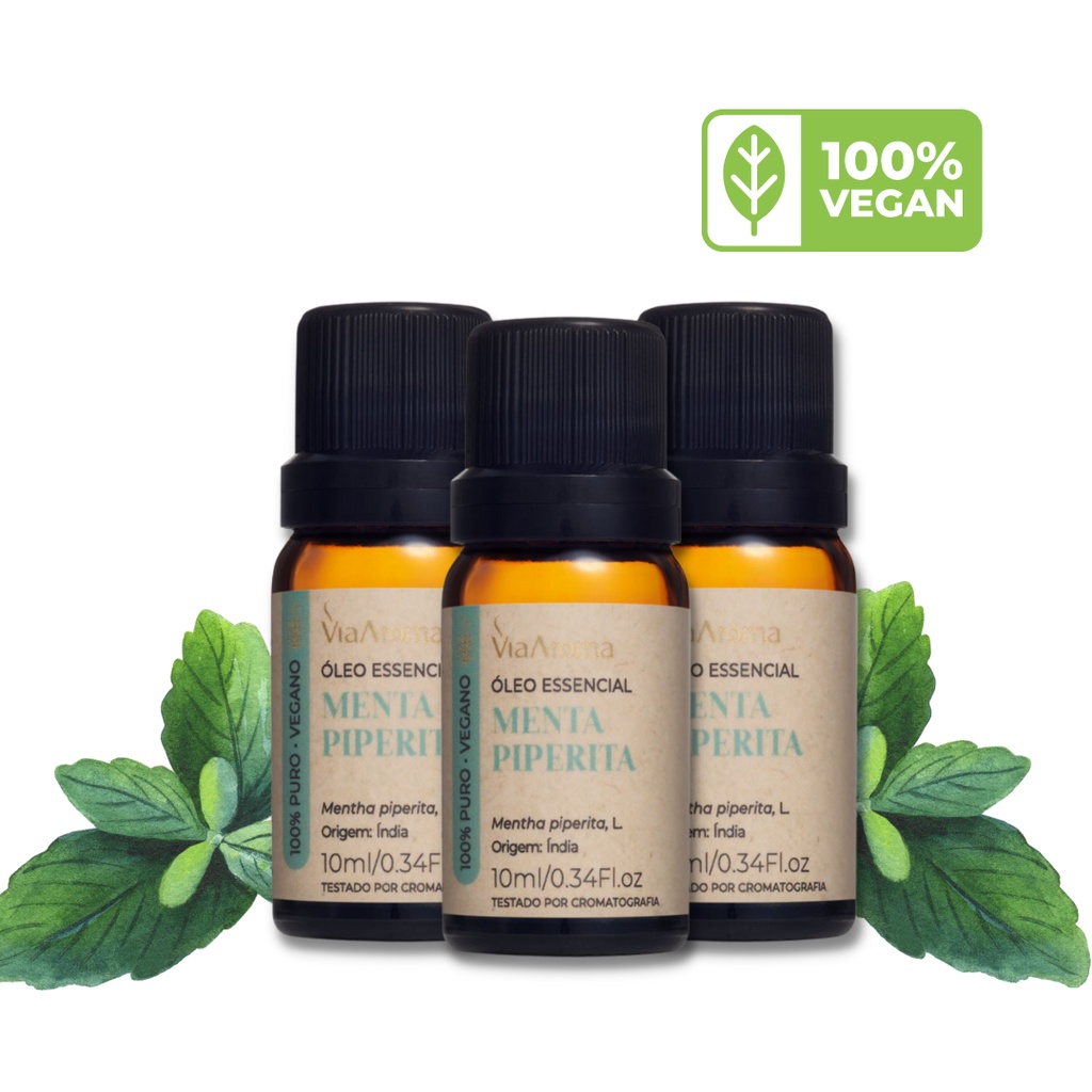 Kit Com Leos Essenciais De Menta Piperita Aromaterapia Via Aroma Para Aromatizador Difusor