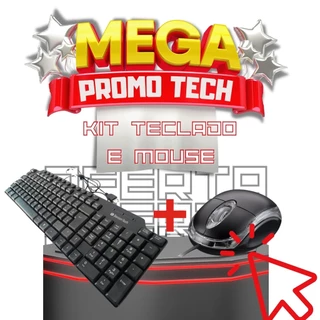 Kit Teclado e Mouse Óptico USB com Fio para Computador Pc e Notebook Informática Acessórios Teclado Modelo ABNT2