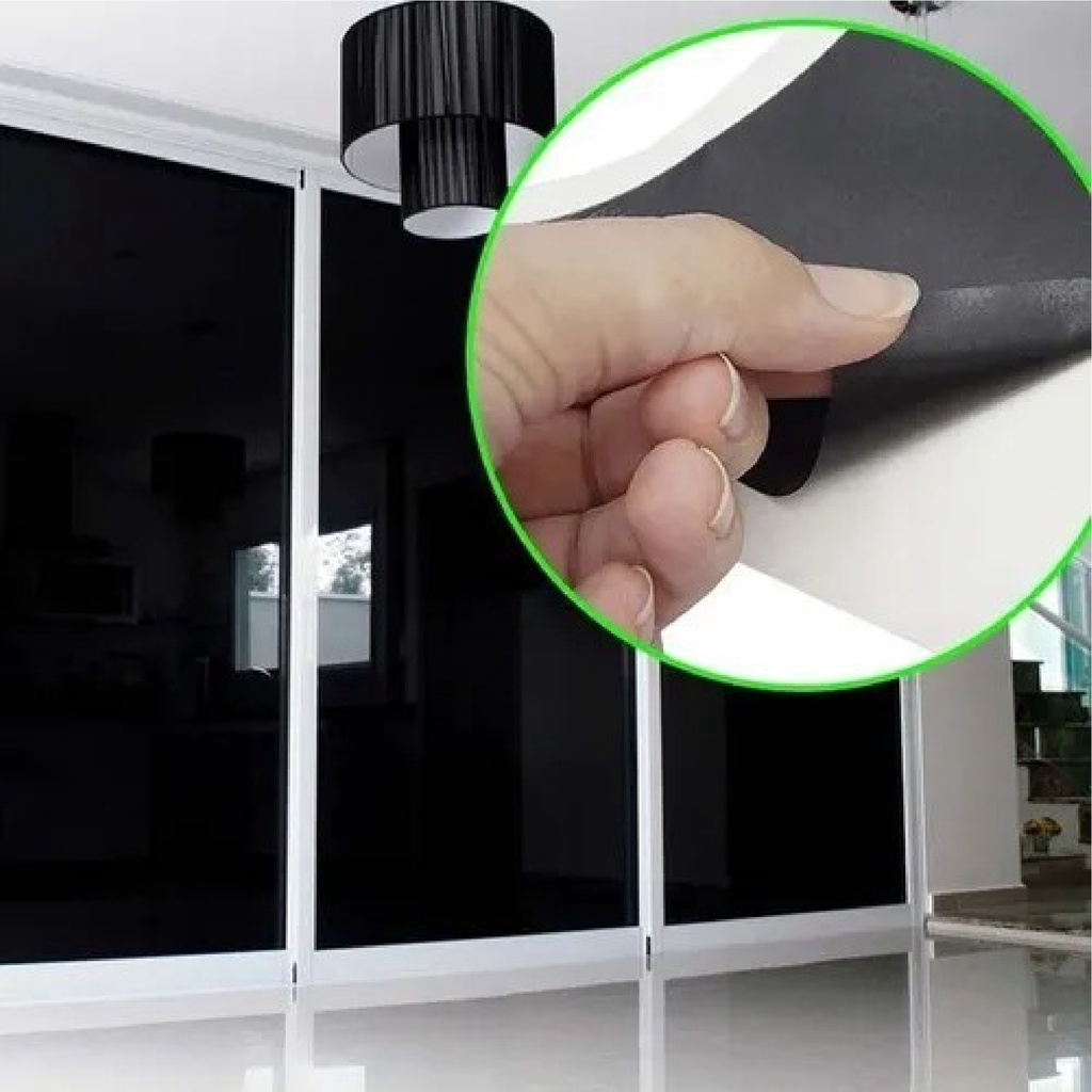 Adesivo Blackout Preto Fosco Rolo Lavável Para Impedir Luz Solar de Janela e Porta