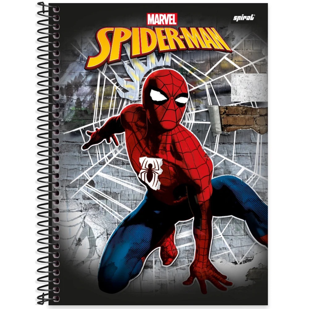 Caderno sem Espiral Grande Masculino Homem Aranha  Lister - Caderno Grande  - Homem Aranha - Spider-Man - 80 folhas - Universitário - Capa Dura  Costurado sem Espiral - 1un - Tilibra - Homem Aranha