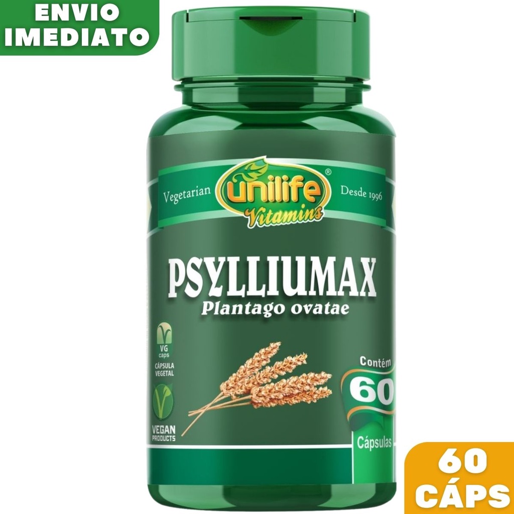 Psylliumax - Psyllium 550mg 60 Cápsulas - Unilife | Shopee Brasil