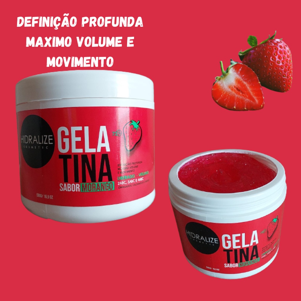 Gelatina Morango - Para Cabelo Ondulado - Cacheado e Crespo - Definição ...