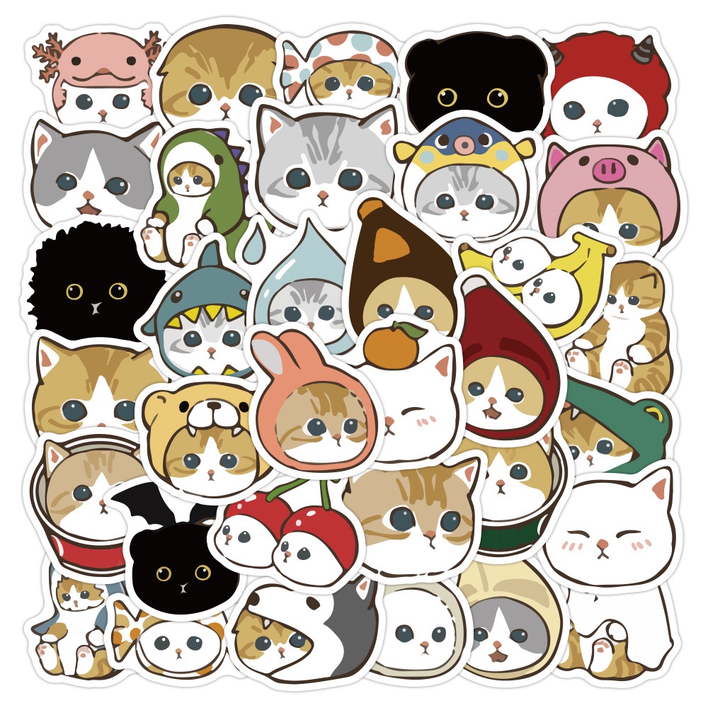 Figurinhas Gatos fofos fantasiados Engraçados Adesivo 6cm 20 peças ...
