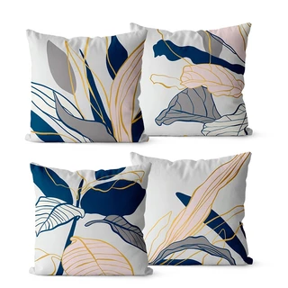 Kit 4 Capas de Almofadas Decorativas Floral Moderna 42x42