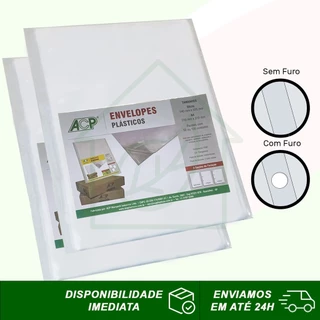 Saco Envelope Plástico 4 Furos/Sem Furos Grosso/Fino Ofício/A4 Pacote Com 100 Unidades ACP