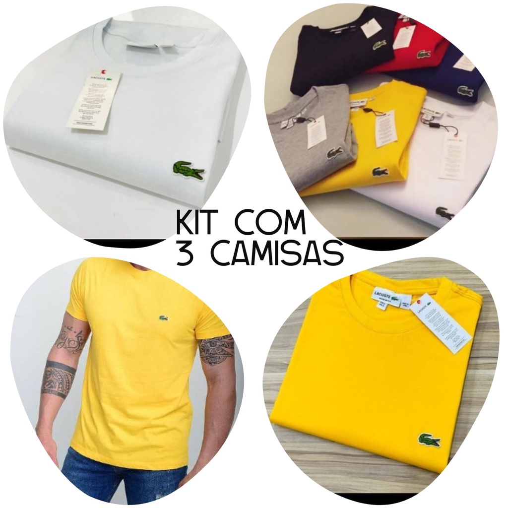 KIT 3 CAMISAS MASCULINAS BORDADAS LC
