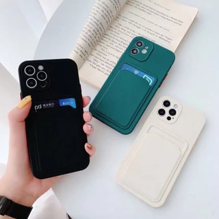 Capinha Porta Cartão De Silicone Flexível iPhone 11 PRO MAX 8 7 PLUS SE 2020 X XR XS Proteção De Lente Pacote Anti-Impacto