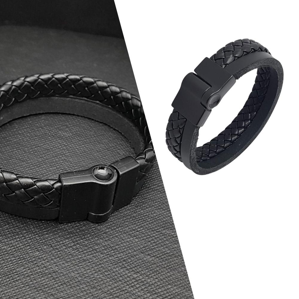 Pulseira Masculina Em Couro Legitimo com Feche de Imã - Loja