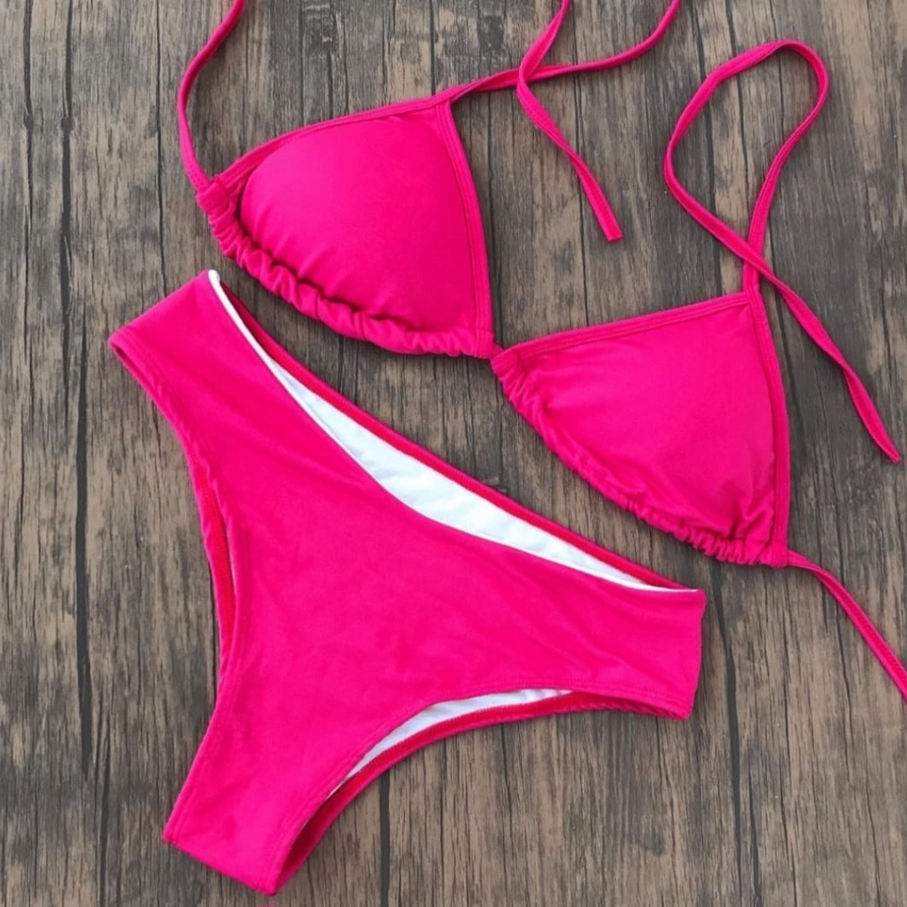 Biquini Cortininha Plus Size com Bojo Removivel todo Forrado Moda Praia ...