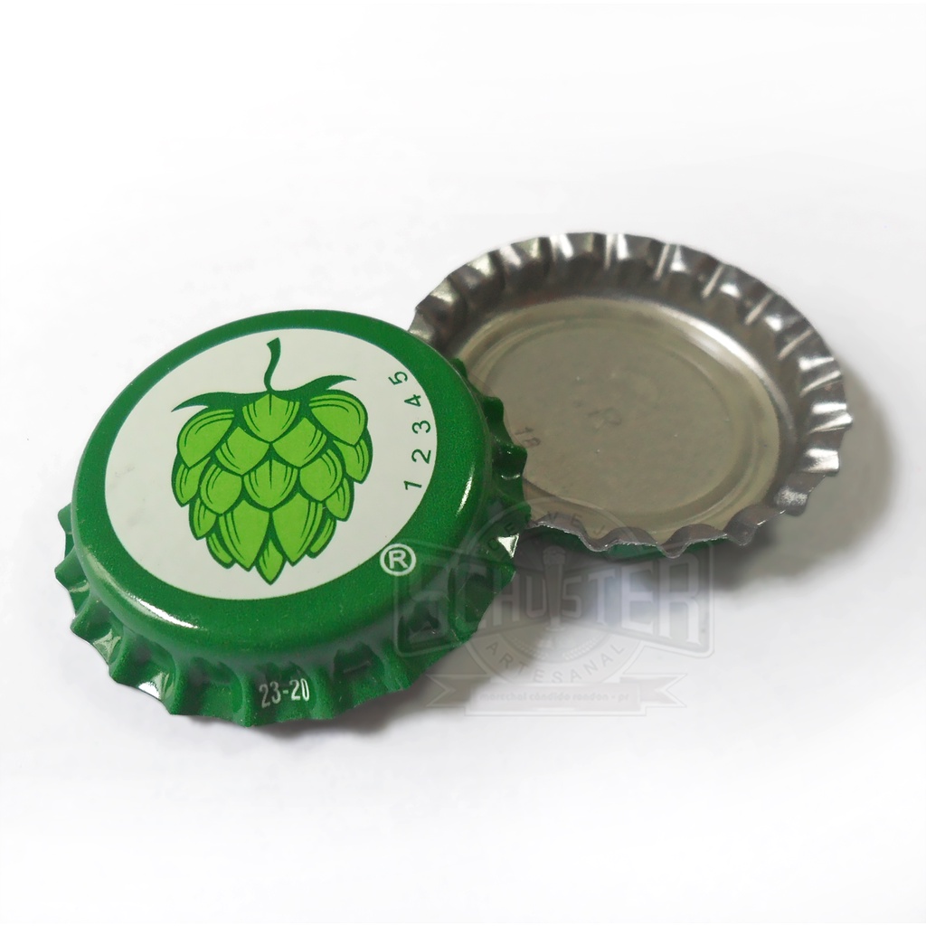 Tampinha Pry-off 26mm Flor de Lúpulo - 100 Unidades metálicas - Cerveja Artesanal