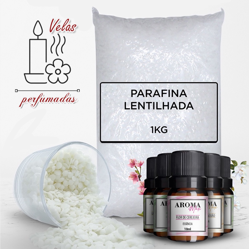 Kit Parafina Granulada Lentilhada 1Kg + Essência 10ml Para Velas ...