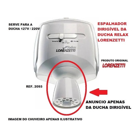 Ducha Dirigível Branca P/ Relax (NÃO É O CHUVEIRO COMPLETO) - Ref. 2093 - Original Lorenzetti