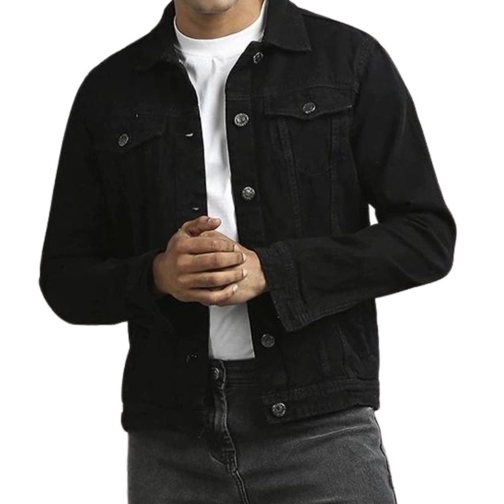 Jaqueta masculino jeans destroyed sarja premium reforçada