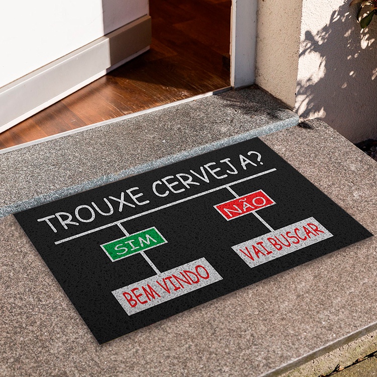 Tapete Capacho Para Porta Divertido Não Trouxe Cerveja Sim Não Preto Ca143