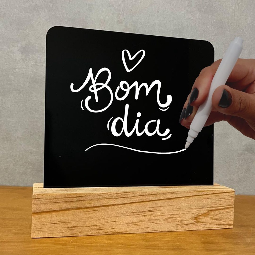 Lousa, quadro de recados de mesa + duas canetas