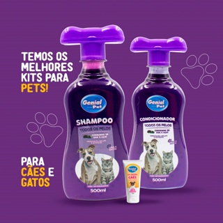 Kit Combo Shampoo e Condicionador Uva e Açaí, Gel Dental Uva para Cães e Gatos