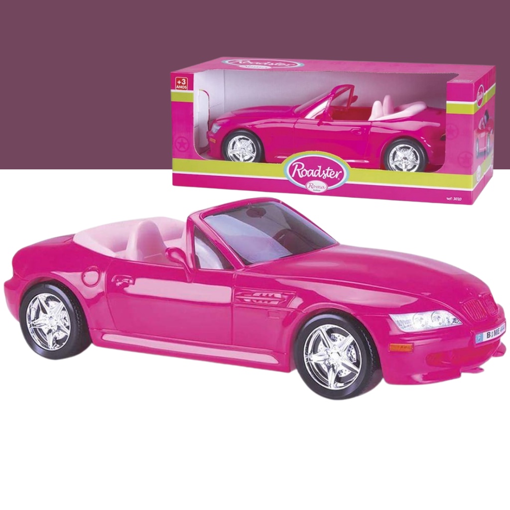 Carrinho Carro Conversível Para Boneca Barbie 46cm Roma