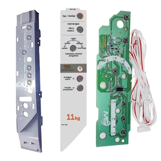 Kit Placa Interface + Painel E Adesivo compatível Máquina Lavar Brastemp clean 11kg Bwc11a