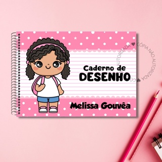 Caderno de Desenho Capa Mole Flexível com 96 folhas - Gatinha Marie