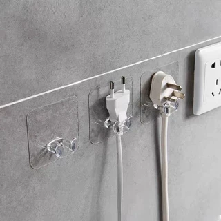 10 Peças Suporte Gancho Adesivo Transparente Com Plugue Forte Para Cabos Objetos Multiuso
