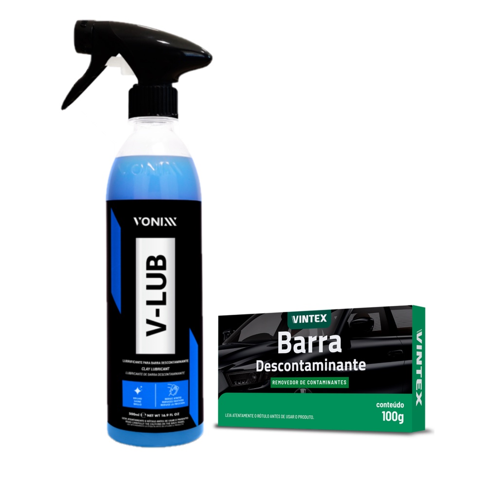 Kit Descontamina Pintura Clay Bar Vintex 100g + V-lub Vonixx