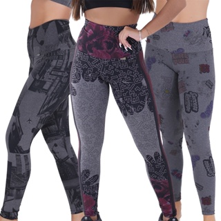 Conjunto Academia Feminino Short Legging Cintura Alta e Top Cropped  Sublimado Fitness Treino Crossfit