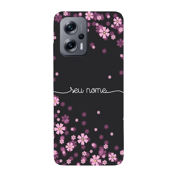 Capinha para Xiaomi Poco X4 GT Anti Impacto Personalizada – Flores Lilás com nome