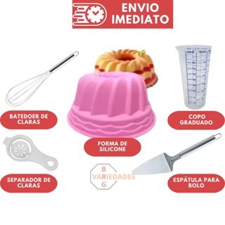 Kit Utensílios para Preparo de Bolo Forma de Bolo de Silicone Separador de Gema Batedor de Ovos Fue Espátula de Bolo