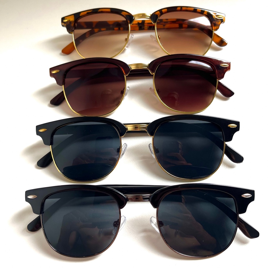 Óculos de Sol Clubmaster Preto Marrom Feminino Masculino Diversas Cores Promoção