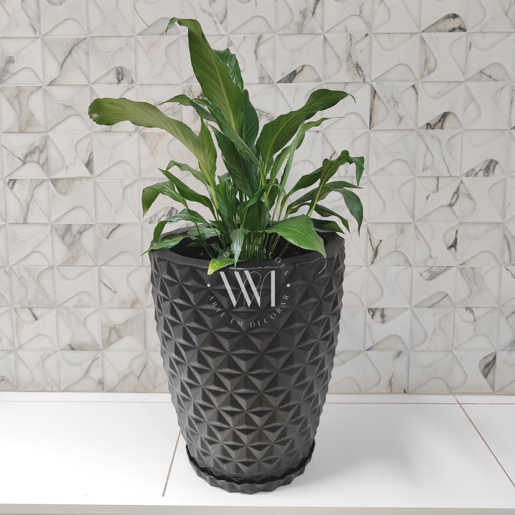 Vaso Planta ou Flor Decorativo Polietileno Cone Redondo Diamante