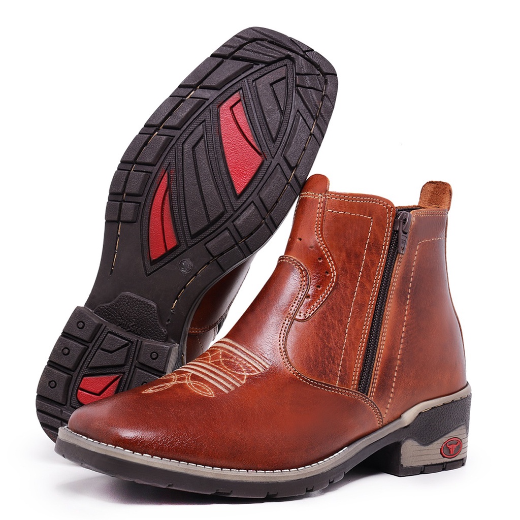 Botina De Couro Unissex Rodeio Texana Cano Curto Country | Shopee Brasil