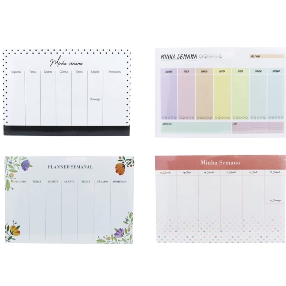 Planner de Mesa Semanal 250x170mm 54 Folhas; Vários Modelos - BRW ...
