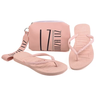 Kit Bolsa De Mão E Chinelo / Necessaire Carteira em Oferta na Shopee