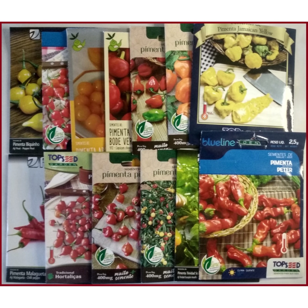 KIT 4 - 300 Sementes de Pimentas - 15 Espécies diferentes