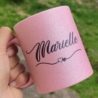 Caneca Glitter Rosa Personalizada com Nome ou Frase