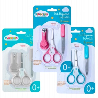 Kit Higiene Infantil Pimpolho Cortador Tesoura e Lixa Menino Menina
