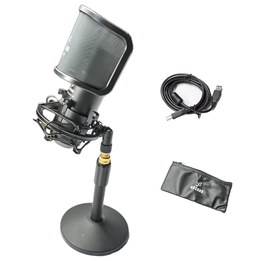 Microfone condensador USB Arcano KAP-U750 com tripé filtro e cabo