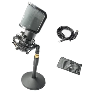 Microfone Arcano Condensador Usb Completo Am-black-1-nkit